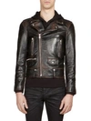 Saint Laurent Studded Lightening Bolt Classic Leather Jacket In Black In Black-multi
