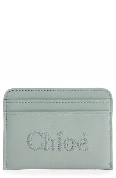 Chloé Sense Leather Card Case In Bay Green 38u