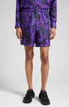 Givenchy Grape Print Silk Shorts In Purple