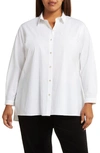 Eileen Fisher Easy Classic Organic Cotton Button-up Shirt In White