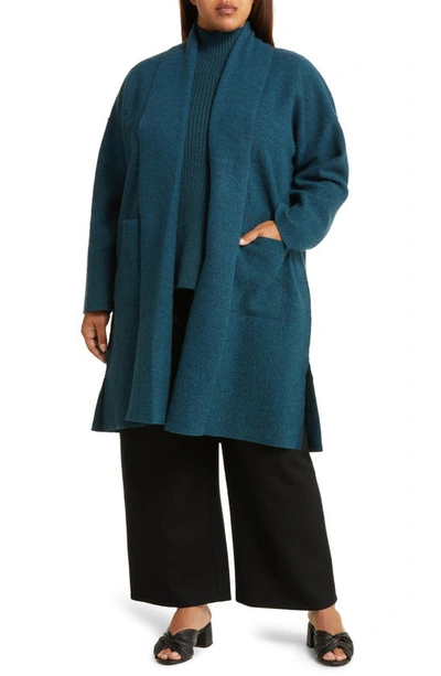 Eileen Fisher Missy Lightweight Boiled Wool Top Coat In Alpine