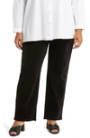 Eileen Fisher High-rise Cropped Corduroy Pants In Black