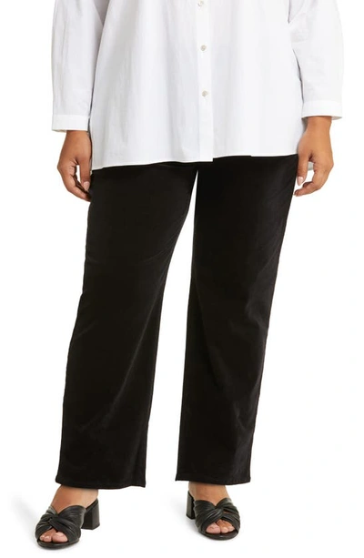 Eileen Fisher High-rise Cropped Corduroy Pants In Black