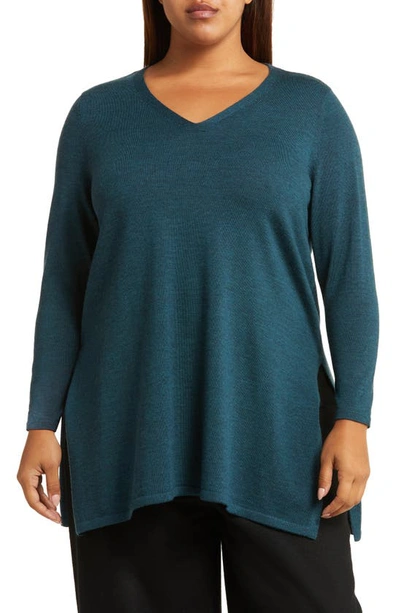 Eileen Fisher Missy Merino Wool Tunic Sweater In Alpine