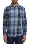 Mavi Jeans Check Brushed Twill Snap-up Shirt In Indigo Check
