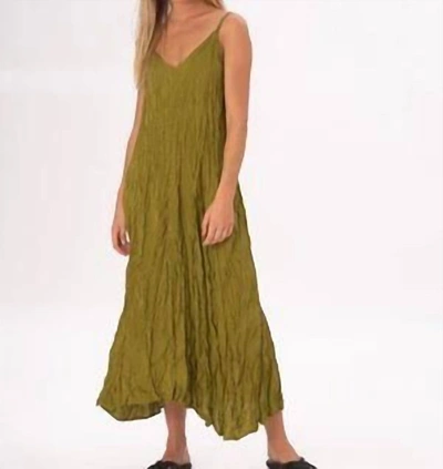 Baci Slip Crinckled Dress In Moss In Green