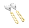 Classic Touch Decor Set Of 2 Salad Servers With Square Gold Loop Handles