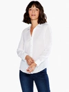 Nic + Zoe Crinkle Button-up Cotton Shirt In White
