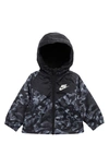 Nike Fleece Lined Windbreaker Jacket In Black Print