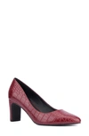 Fashion To Figure Hope Croc Embossed Faux Leather Pump In Wine Croc