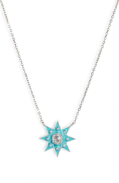 Anzie White Topaz Starburst Pendant Necklace In Blue