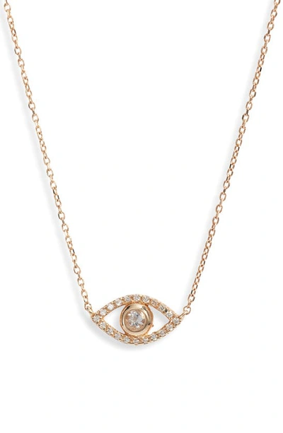 Anzie Evil Eye White Topaz & Diamond Pendant Necklace In Gold