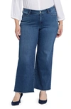 Nydj Teresa Fray Hem Ankle Wide Leg Jeans In Blue