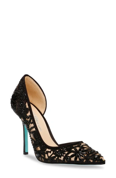 Betsey Johnson Women's Chic Rhinestone Evening Pumps In Black