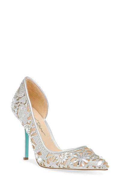 Betsey Johnson Women's Chic Rhinestone Evening Pumps In Silver