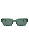 Celine Bold 3 Dot Rectangular Sunglasses In Shiny Dark Green / Green