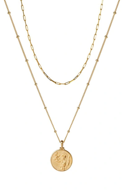 Awe Inspired Mini Athena Pendant Layered Necklace In Gold Vermeil