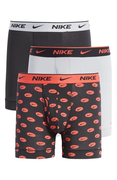 Nike Dri-fit Essential Assorted 3-pack Stretch Cotton Boxer Briefs In Oval Swoosh Print