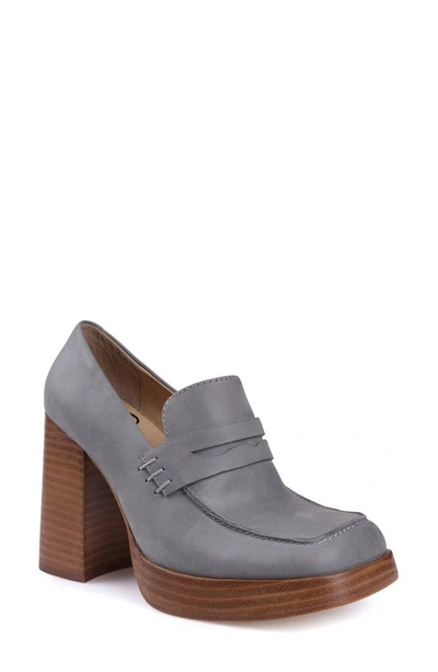 Candies Hiss Platform Loafer Pump In Dusty Blue