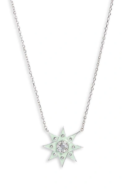 Anzie White Topaz Starburst Pendant Necklace In Green
