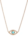 ANZIE EVIL EYE TURQUOISE & DIAMOND PENDANT NECKLACE