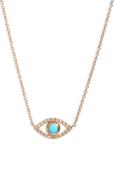 Anzie Evil Eye Turquoise & Diamond Pendant Necklace In Gold