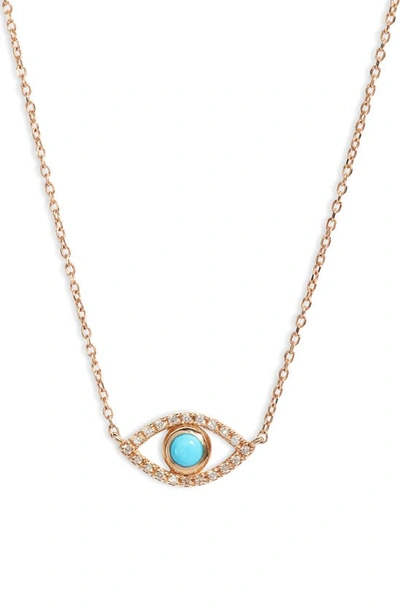 Anzie Evil Eye Turquoise & Diamond Pendant Necklace In Blue