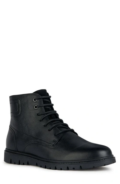Geox Ghiacciaio Water Resistant Leather Lace-up Boot In Black Oxford