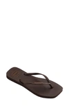 Havaianas Slim Square Logo Flip Flop In Brown