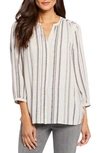 Nydj High-low Crepe Blouse In Sasha Stripe