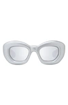 Loewe Inflated 47mm Butterfly Sunglasses In Silver