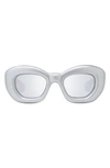 Loewe Inflated 47mm Butterfly Sunglasses In Grey / Smoke Mirror