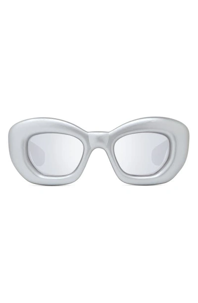 Loewe Inflated 47mm Butterfly Sunglasses In Silver