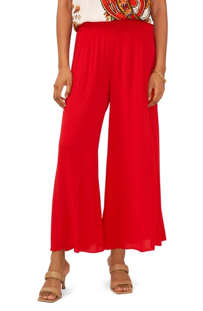 Vince Camuto Smocked Crop Wide Leg Pants In Red