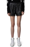 ZADIG & VOLTAIRE ZADIG & VOLTAIRE PAX CRINKLED LEATHER SHORTS