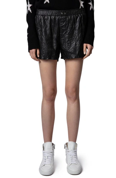 ZADIG & VOLTAIRE PAX CRINKLED LEATHER SHORTS