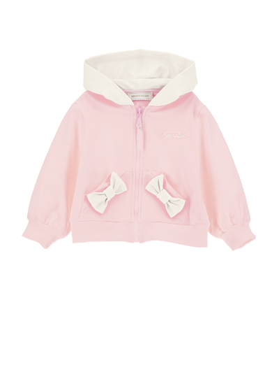 Monnalisa Hoodie With Bows In Dusty Pink Rose