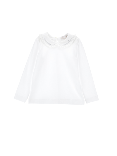 Monnalisa Jersey Shirt With Ruffles In White