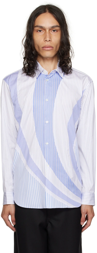 Comme Des Garçons Shirt Stripe-panelling Cotton Shirt In White