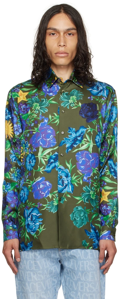 VERSACE KHAKI WILDFLOWER WEST SHIRT