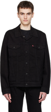 Levi's Black Denim Sherpa Trucker Jacket In Last Nite Trucker