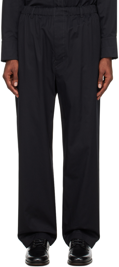 Lemaire Elasticated-waist Wide-leg Trousers In Black