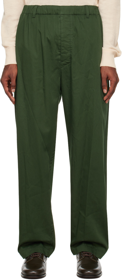 Lemaire Green Relaxed Trousers In Hunter Green