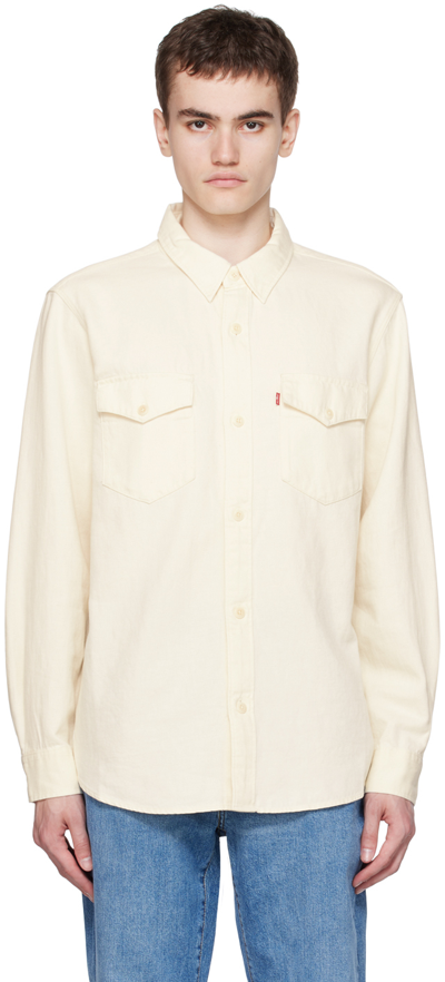 Levi's Men's Premium Western Style Denim Button-front Long-sleeve Shirt In Beige