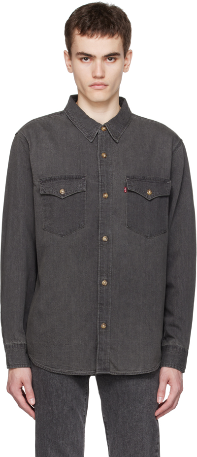 Levi's Black Western Denim Shirt In Black Worn In