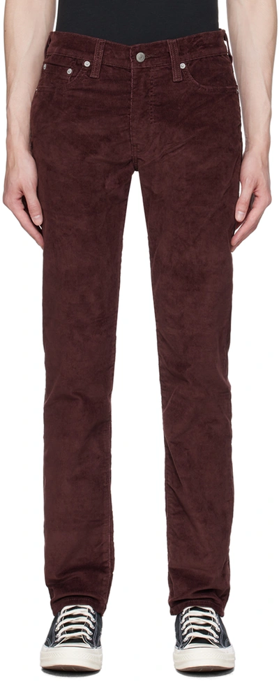 Levi's Burgundy 511 Slim Trousers In Decadent Choco Cord