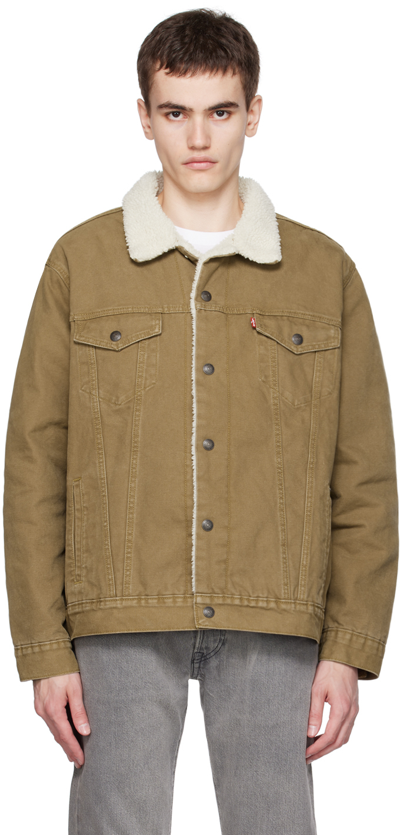 Levi's Tan Button Jacket In Washed Cougar