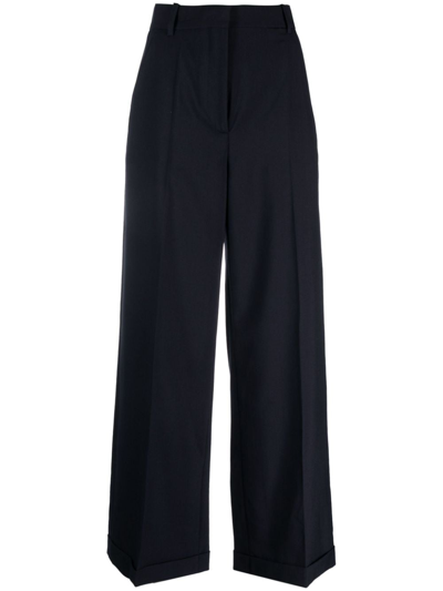 Kenzo Flared Cropped Trousers In Blue