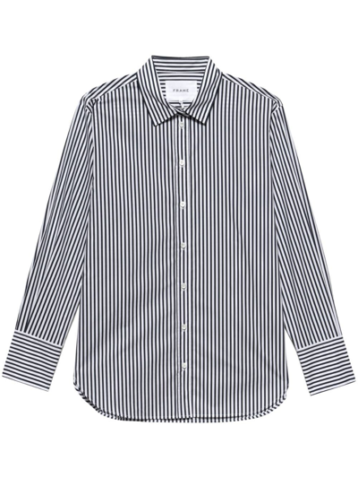 Frame Stripe-print Organic-cotton Shirt In Black