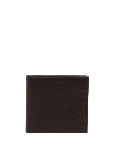Polo Ralph Lauren Pebbled Leather Bifold Wallet In Brown